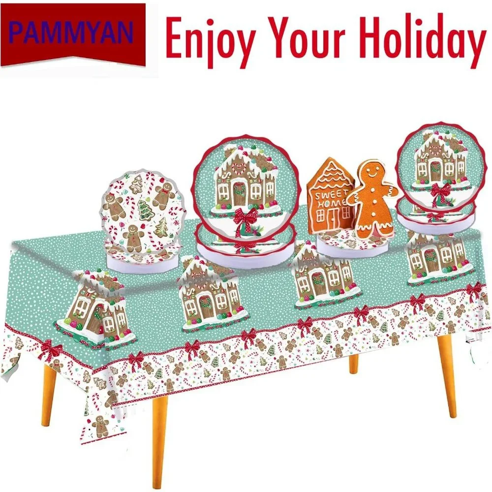 Charming Gingerbread Paper Dinnerware Set for 25 - Perfect for Festive Parties